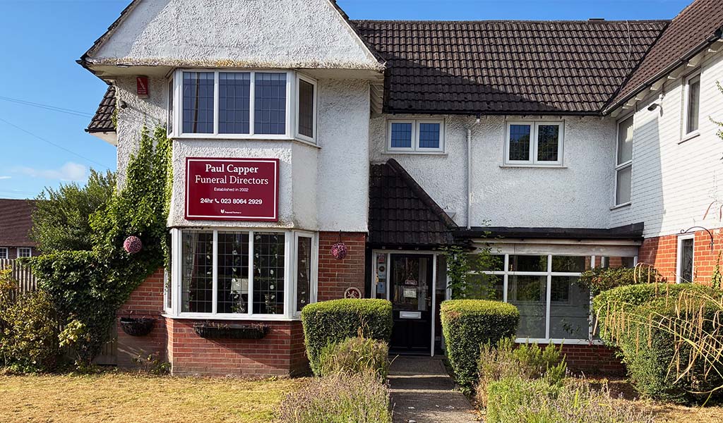 The outside of Paul Capper Funeral Directors Eastleigh branch.
